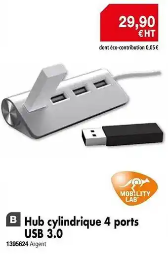 Plein ciel Hub Cylindrique 4 Ports Usb 3.0 offre