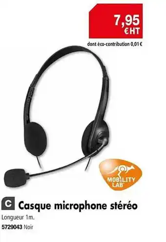 Plein ciel Casque Microphone Stéréo offre