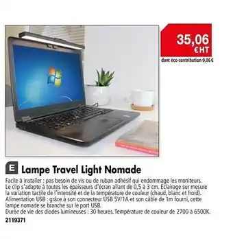 Plein ciel Lampe Travel Light Nomade offre