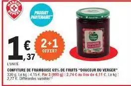 Confiture De Framboise 65% De Fruits "douceur Du Verger"