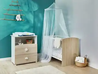 Carrefour Tex baby commode en bois + lit bois offre