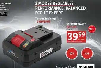 Lidl Parkside batterie smart 20v 4 ah offre