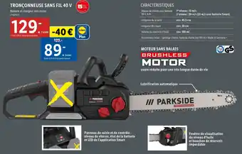 Lidl Parkside tronçonneuse sans fil 40 v offre