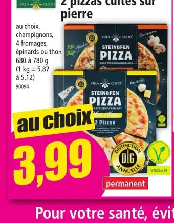 Norma 2 pizzas cuites sur pierre offre
