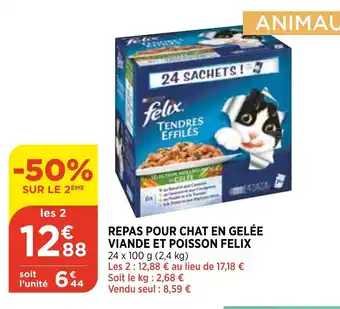 Bi1 Repas pour chat en gelee Viande et Poisson Felix offre