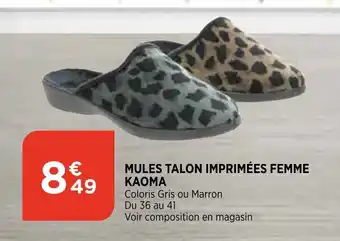 Bi1 Mules Talon imprimées femme Kaoma offre