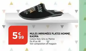 Bi1 Mules gêne plates Homme Kaoma offre