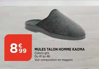 Bi1 Mules talon Homme Kaoma offre