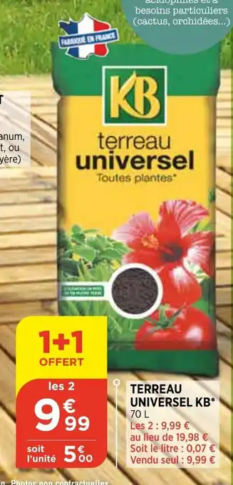 Bi1 Terreau universel KB offre