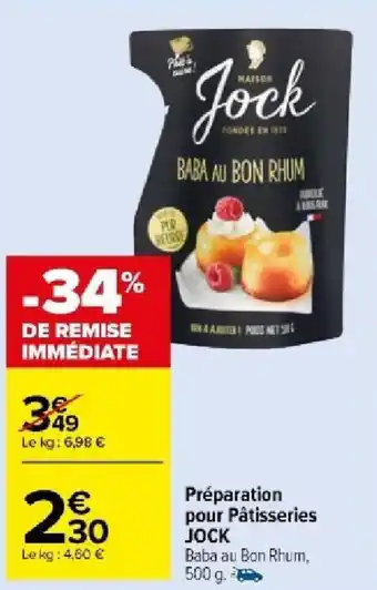Carrefour Market Préparation pour Pâtisseries JOCK Baba au Bon Rhum, 500 g. offre