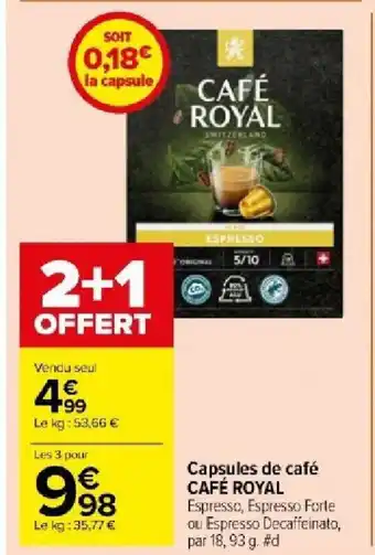 Carrefour Market Capsules de café CAFÉ ROYAL offre