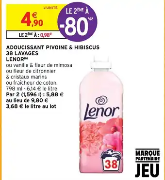 Intermarché ADOUCISSANT PIVOINE & HIBISCUS 38 LAVAGES LENOR (b) offre