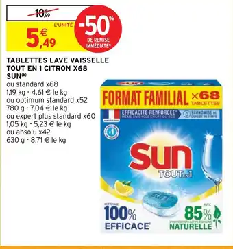 Intermarché TABLETTES LAVE VAISSELLE TOUT EN 1 CITRON X68 SUN (b) offre