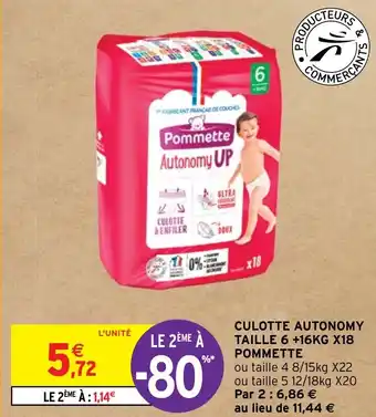 Intermarché CULOTTE AUTONOMY TAILLE 6 +16KG X18 POMMETTE offre