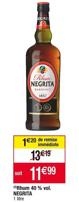 Cora x Carrefour (2) Rhum 40 % vol. NEGRITA offre