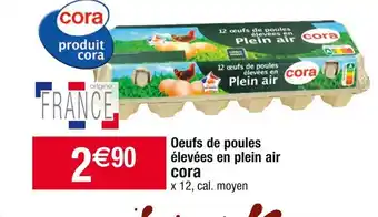 Cora x Carrefour Oeufs de poules élevées en plein air cora offre