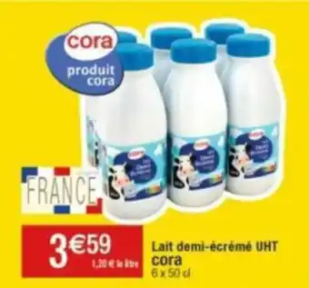 Cora x Carrefour Lait demi-écrémé UHT cora offre