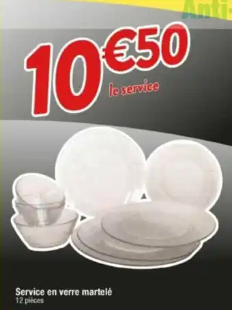 Cora x Carrefour Service en verre martelé 12 pièces offre