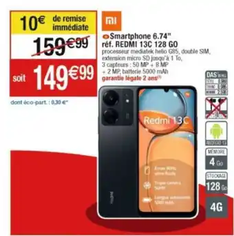 Smartphone 6.74" réf. REDMI 13C 128 GO