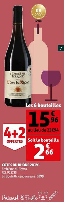 Auchan Emblème du terroir côtes du rhône 2019 offre