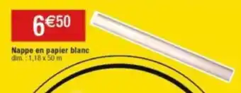 Cora x Carrefour Nappe en papier blanc dim.: 1,18 x 50 m offre