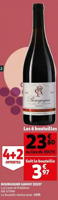 Auchan Les caves de prédélices bourgogne gamay 2020 offre