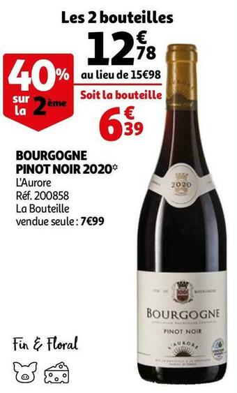 Auchan L'aurore bourgogne pinot noir 2020 offre