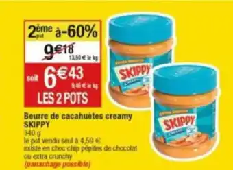 Cora x Carrefour Beurre de cacahuètes creamy SKIPPY offre