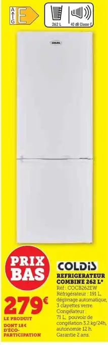 Hyper U REFRIGERATEUR COMBINE 262 L offre