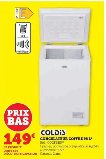 Hyper U CONGELATEUR COFFRE 98 L* Réf : COCF98EW offre