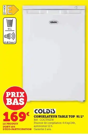 Hyper U CONGELATEUR TABLE TOP 91 L* Réf : COCT91EW offre