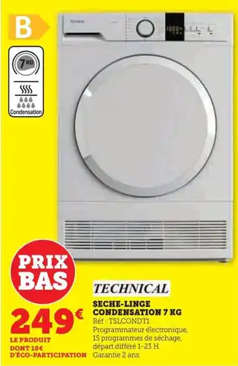 Hyper U SECHE-LINGE CONDENSATION 7 KG Réf: TSLCONDT1 offre