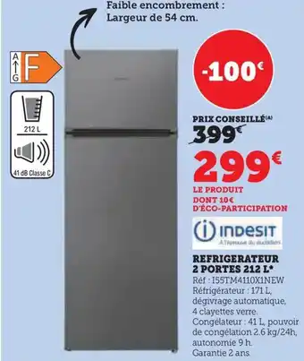 Hyper U REFRIGERATEUR 2 PORTES 212 L offre