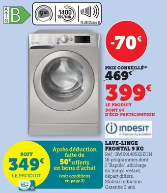 Hyper U LAVE-LINGE FRONTAL 9 KG offre