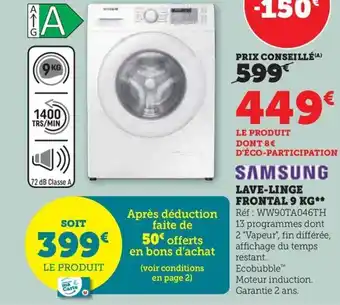 Hyper U LAVE-LINGE FRONTAL 9 KG offre
