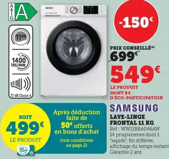 Hyper U LAVE-LINGE FRONTAL 11 KG offre