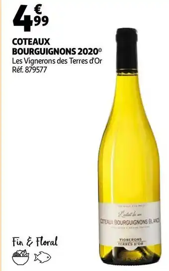 Auchan Les vignerons des terres d'or coteaux bourguignons 2020 offre