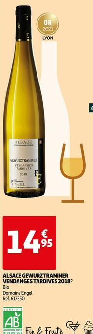 Auchan Domaine engel alsace gewurztraminer vendanges tardives 2018 offre