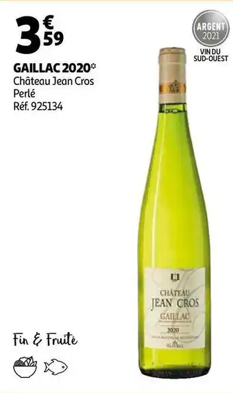 Auchan Château jean cros perlé gaillac 2020 offre