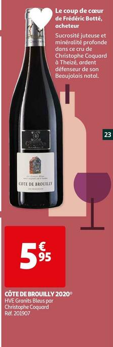 Auchan Christophe coquard côte de brouilly 2020 offre