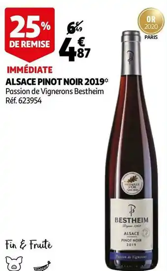 Auchan Passion de vignerons bestheim alsace pinot noir 2019 offre