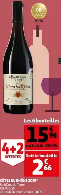 Auchan Emblème du terroir côtes du rhône 2019 offre