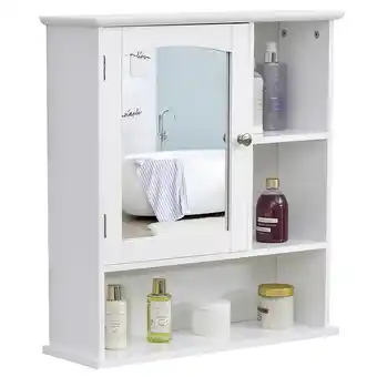 Armoire murale salle de bain armoire à glace placard de rangement toilettes 1 porte niche + étagères latérales mdf blanc