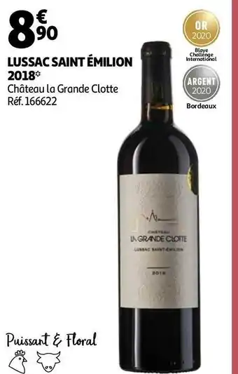 Auchan Château la grande clotte lussac saint émilion 2018 offre