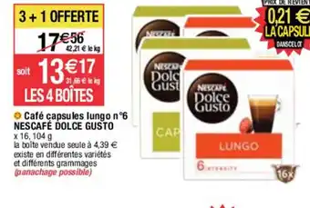 Migros Café capsules lungo n°6 NESCAFÉ DOLCE GUSTO offre