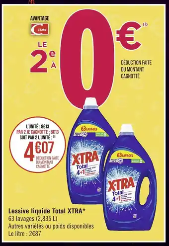 Casino Supermarchés Xtra lessive liquide total offre