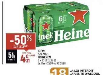Petit Casino Heineken bière 5% vol offre
