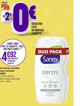 Casino Supermarchés Sanex gel douche essentiel peaux normales offre