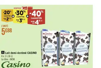Casino Supermarchés Casino lait demi-écrémé offre