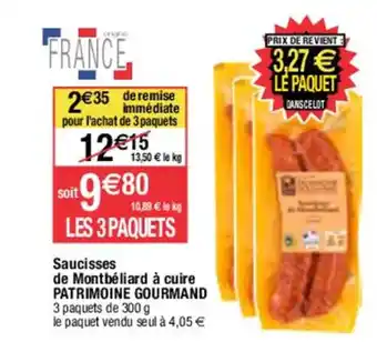 Migros Saucisses de Montbéliard à cuire PATRIMOINE GOURMAND offre